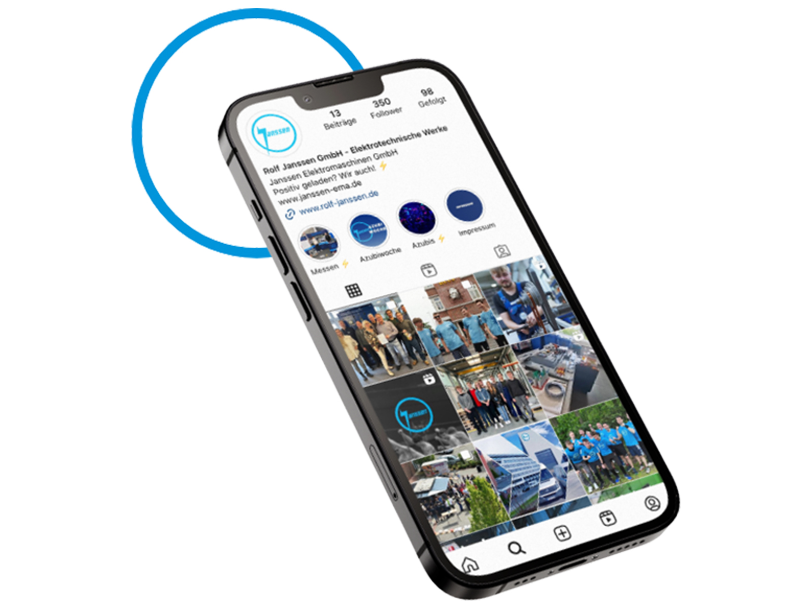 Rolf Janssen Mobiltelefon mit Instagram Kanal